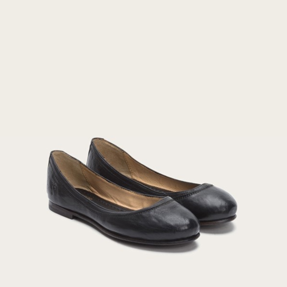 Frye Carson Ballet Flats Black Leather Size 8